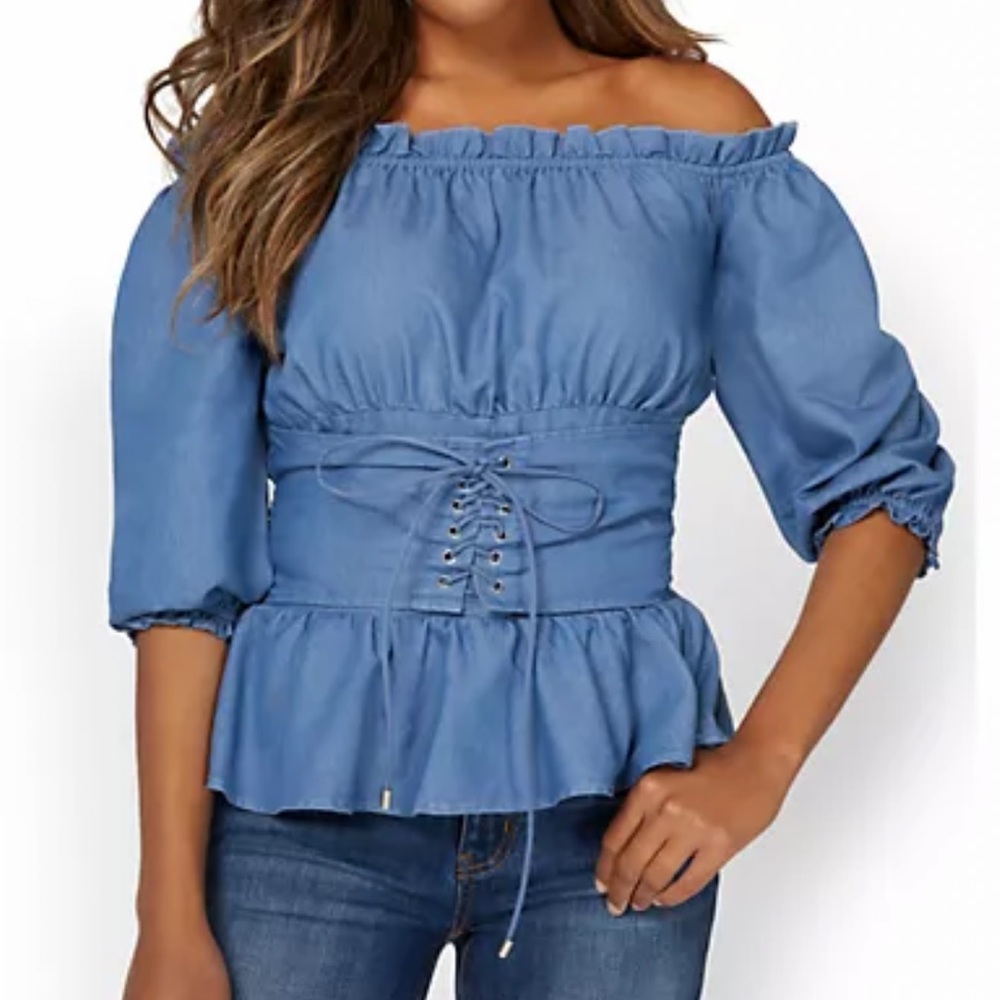 Corset Chambray Top - Lily & Cali Design